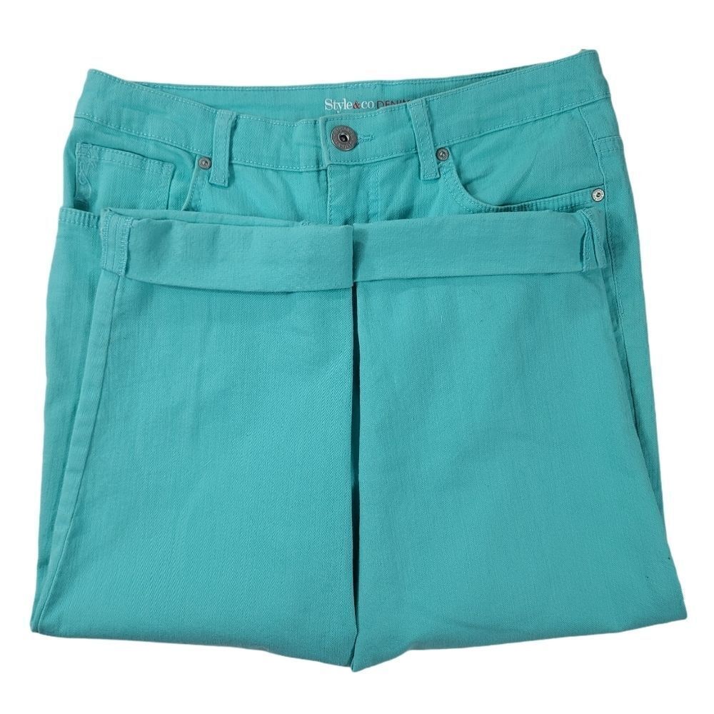 Style & Co. Denim Turquoise Capris - Picture 5 of 8